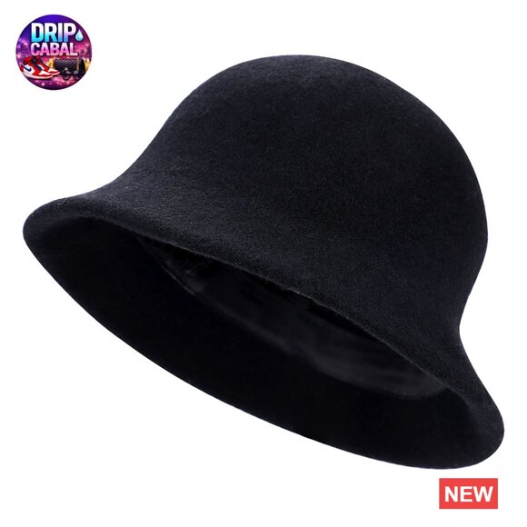 Faux Wool Felt Bucket Hat Winter Warm Foldable Adjustable Rope